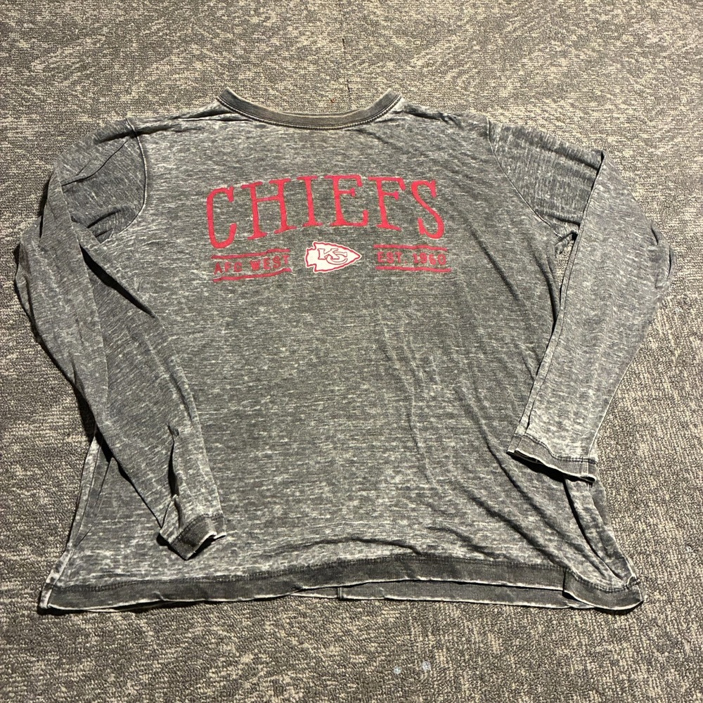 Kansas City Chiefs Long Sleeve Shirt Womens XL 4Her Carl Banks Gray Burnout